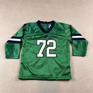 Nike Green Kids Jersey with Navy & White Number 72